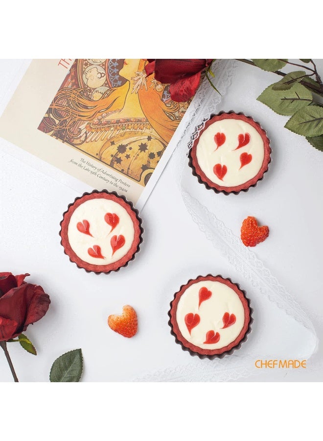 CHEFMADE WK9022-4 Non-Stick Round Tart Pan Set, 4" (4 Pieces) - Image 5