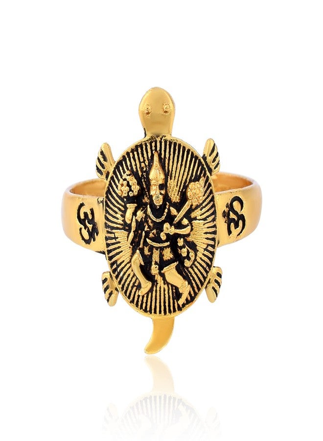 morir Brass Made Gold Plated Antique Finish Hanuman BajrangBali Turtle Kachua Tortoise Finger Ring