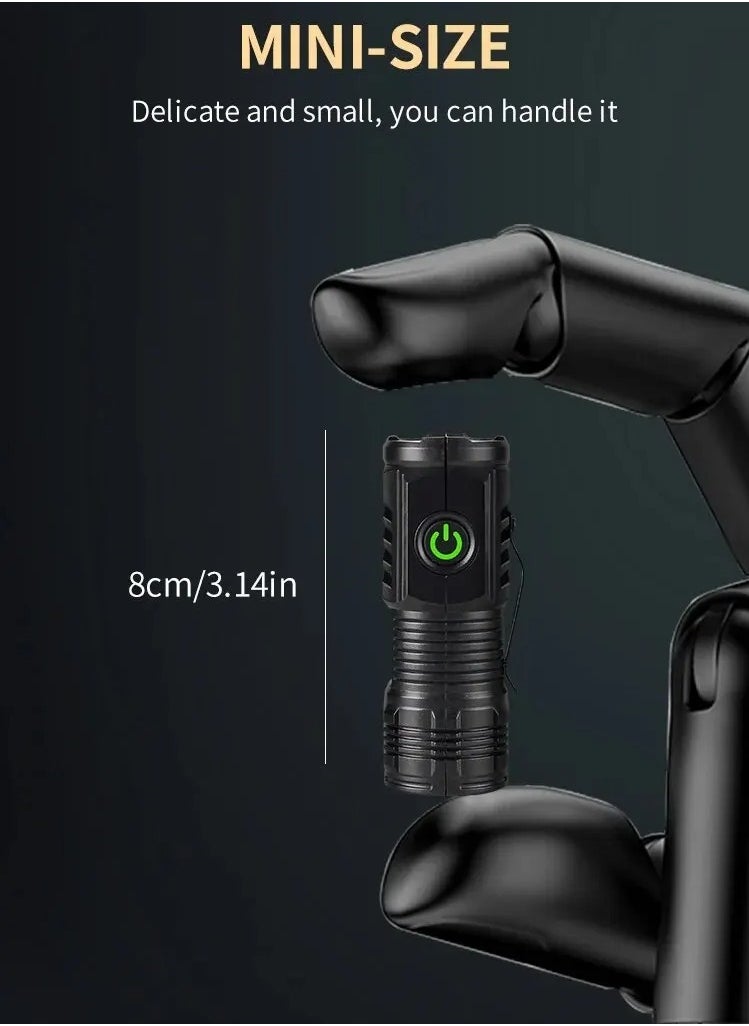 AROAQ Mini Flashlight, Multifunctional Three Eyed Bright Flashlight, Ipx4 Waterproof Portable Handheld Torch With Clip, Rechargeable Durable Pocket Flashlight For Camping Hunting, (1pc, Yellow)  - Image 4