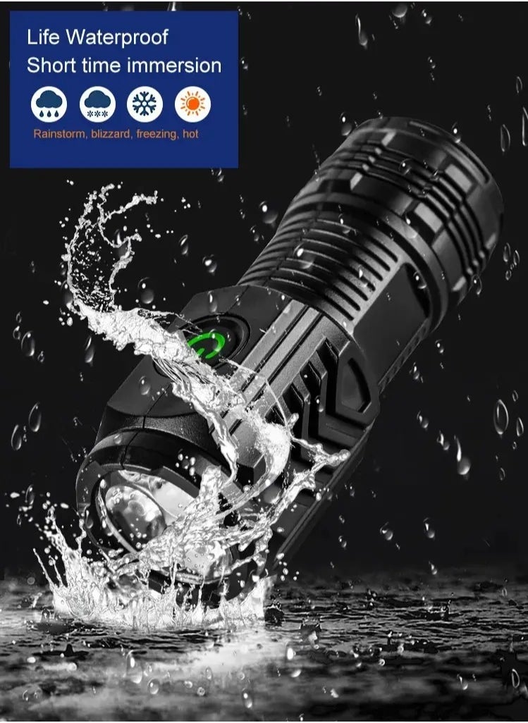 AROAQ Mini Flashlight, Multifunctional Three Eyed Bright Flashlight, Ipx4 Waterproof Portable Handheld Torch With Clip, Rechargeable Durable Pocket Flashlight For Camping Hunting, (1pc, Yellow)  - Image 5