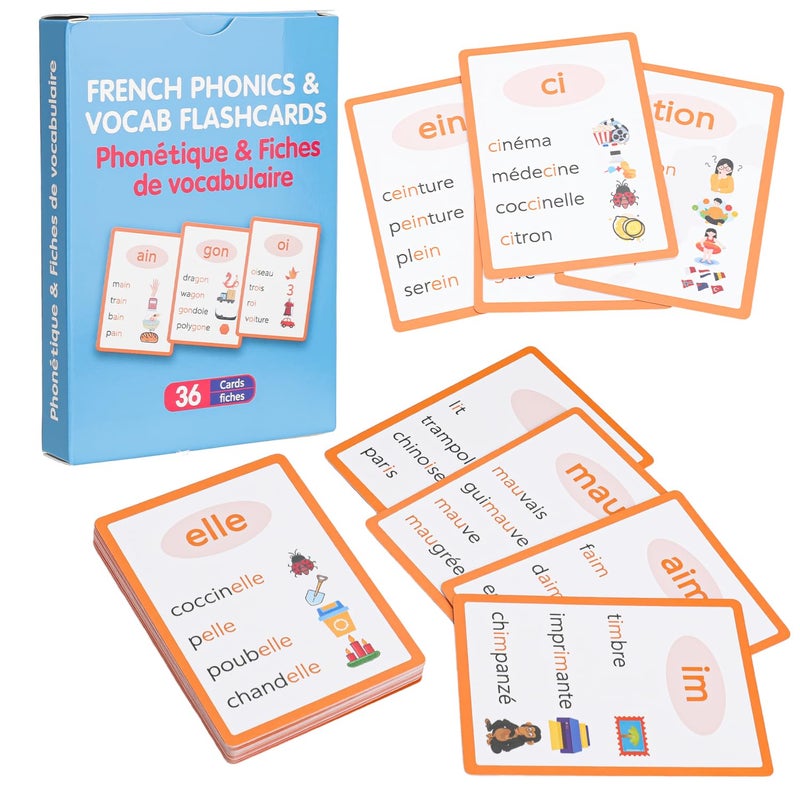 AXPTECH French Phonetic Flashcards Covering All 36 French Sounds 16 Vowels 17 consonants 3 semiVowels - Image 3