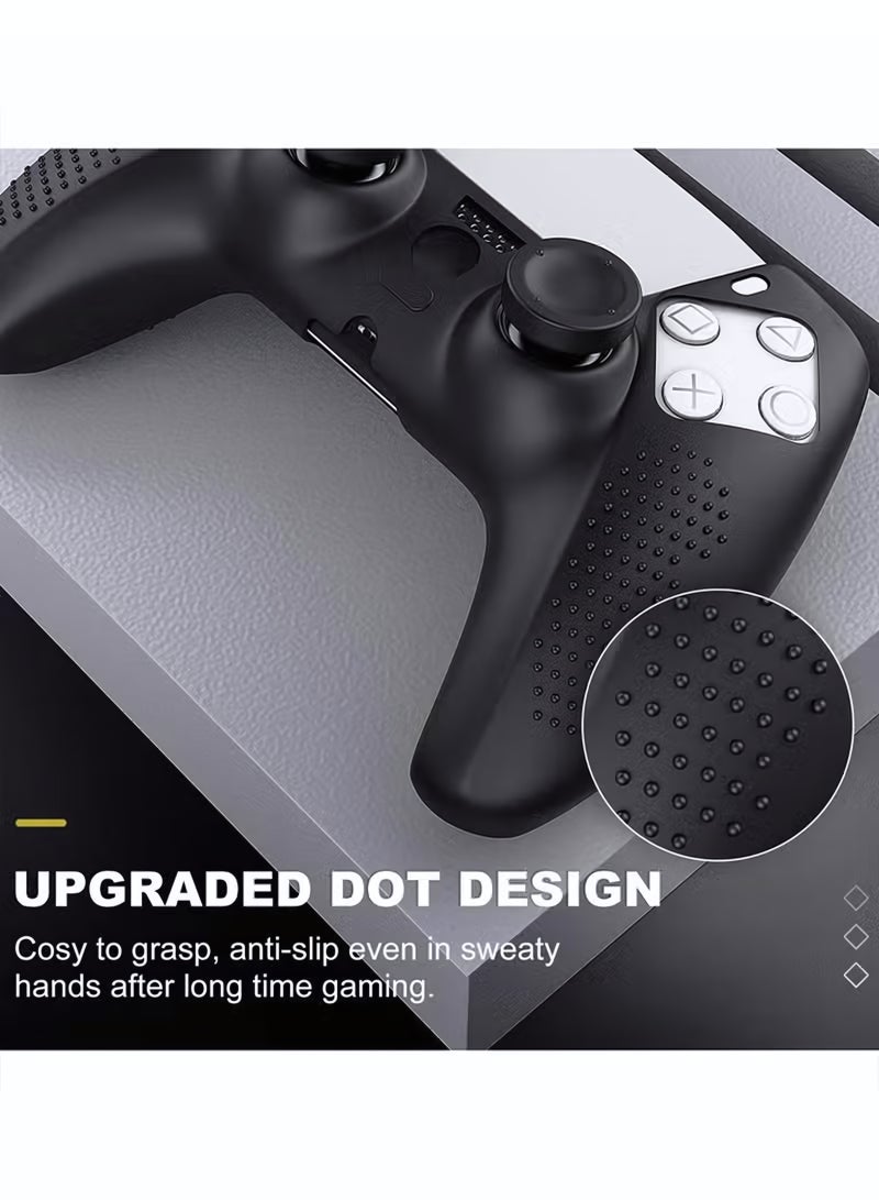 Controller Cover, Silicone Skin Case + 8 Thumb Grips Set Compatible with PS5, Protective Soft Silicone Gel & Anti-Slip Stick Caps Accessories for Video Games Gamepad Black - Image 4