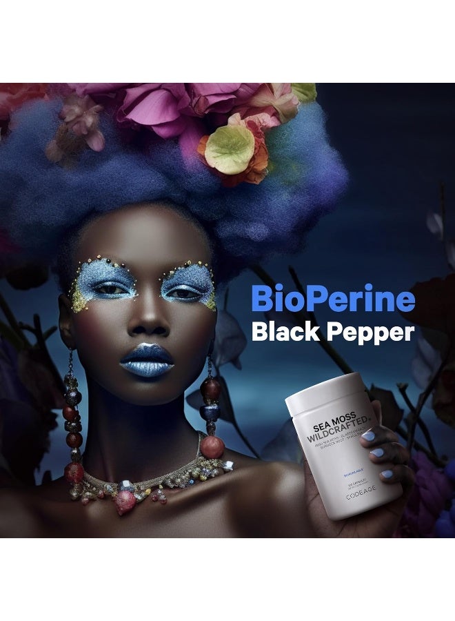 Codeage مكمل طحالب البحر الأيرلندية البرية الخام، سبيرولينا، طحالب بلادرواك، جذر الأرقطيون، فلفل أسود، نباتي، غير معدل وراثيًا، 120 كبسولة - Image 5