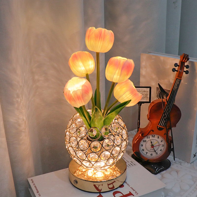 Tulip Night Light Light Light Luxury Decorative Table Lamp Bedroom Bedside Lamp Crystal Ambiance Light 3 Color Temperatures (Cool White/Warm White/Neutral Light) for Living Room Bedroom Bedside - Image 4