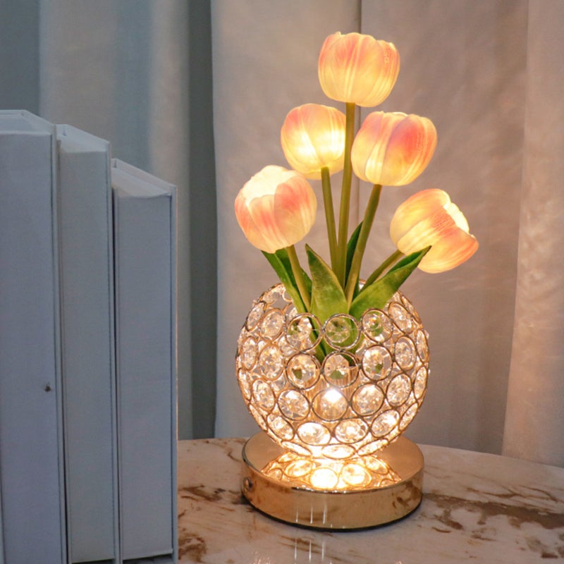 Tulip Night Light Light Light Luxury Decorative Table Lamp Bedroom Bedside Lamp Crystal Ambiance Light 3 Color Temperatures (Cool White/Warm White/Neutral Light) for Living Room Bedroom Bedside - Image 2