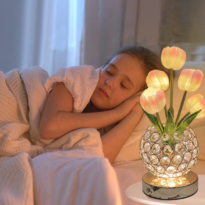 Tulip Night Light Light Light Luxury Decorative Table Lamp Bedroom Bedside Lamp Crystal Ambiance Light 3 Color Temperatures (Cool White/Warm White/Neutral Light) for Living Room Bedroom Bedside - Image 3
