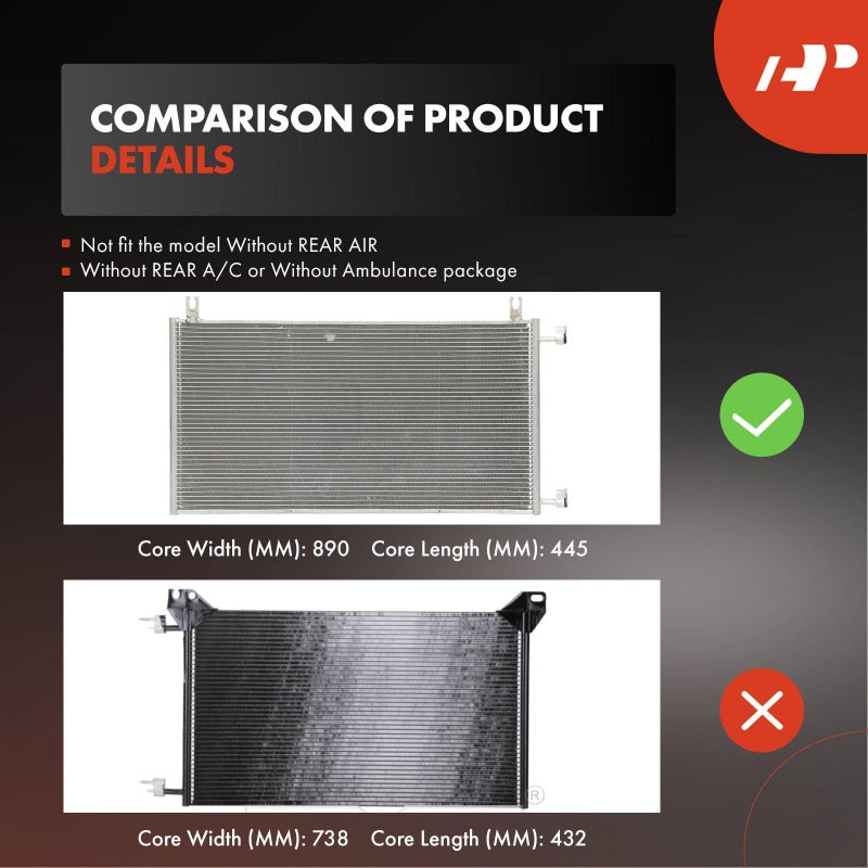 A-Premium Air Conditioning A/C Condenser Compatible with Chevrolet, GMC & Cadillac Models - Silverado 1500, Suburban 2500, Tahoe, Sierra 3500, Yukon, Escalade, H2 - Image 2