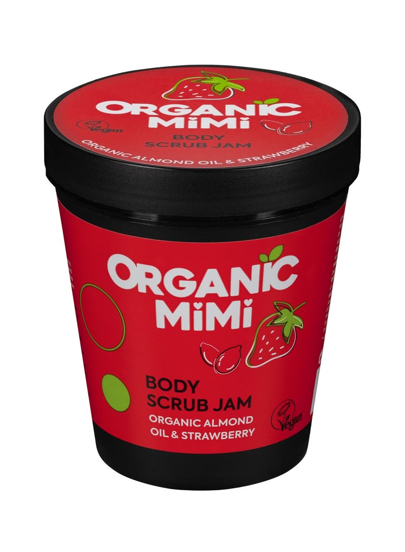 Organic Mimi Jam Almond & Strawberry Body Scrub 250g - Image 1