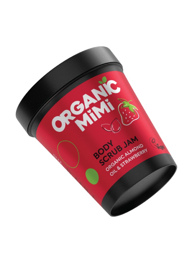 Organic Mimi Jam Almond & Strawberry Body Scrub 250g - Image 2
