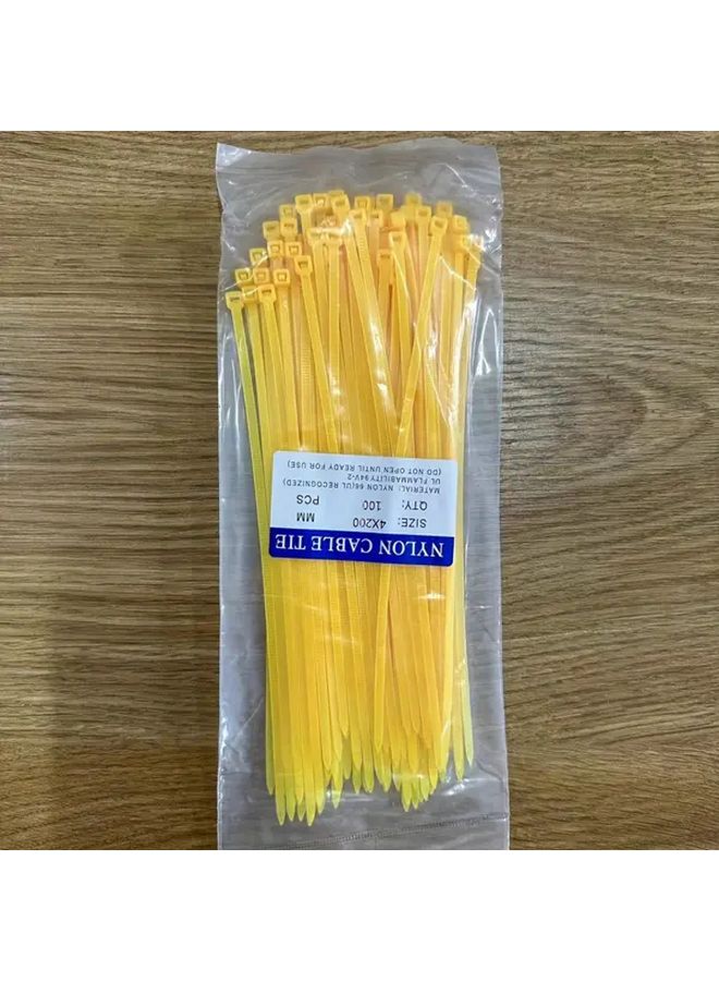 100 Pack Yellow Heavy Duty Cable Zip Ties Durable Plastic Wire Management Straps - Image 1