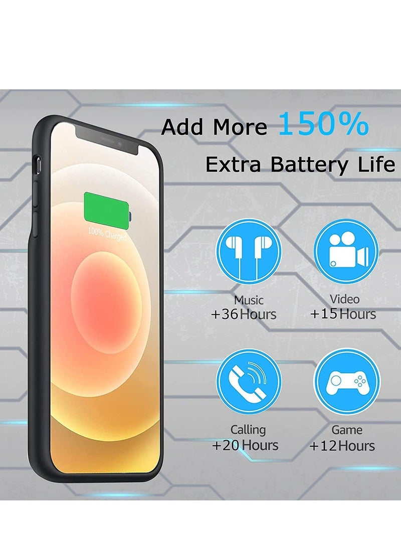 MUNTAQI Battery Case for iPhone 12/12 Pro, Enhanced 4000mAh Smart Rechargeable Portable Protective Charging Case Extended Battery Backup Pack Compatible with iPhone 12/12 Pro (6.1 inch) Charger Case (Black) - Image 4