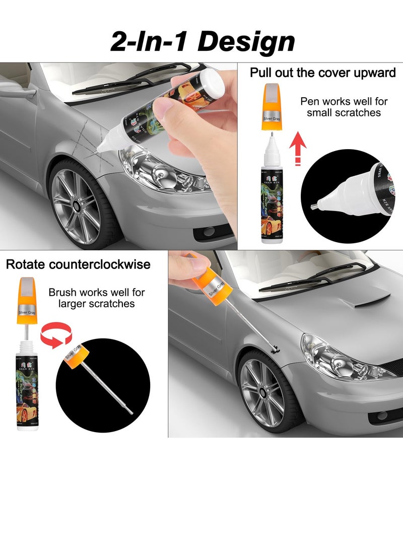Generic - 4 Pack Car Scratch Repair Kit - 2 in 1 Touch Up Paint Pen for Deep & Minor Scratches, Easy Car Scratch Remover, Grey Color - Image 1
