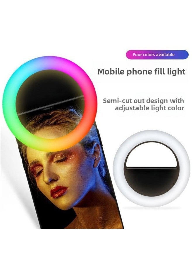 Hot Sale RGB Colorful Mobile Phone Lighting Spot Live Colorful Lighting Beauty Atmosphere Light LED Ring-Color:Pink