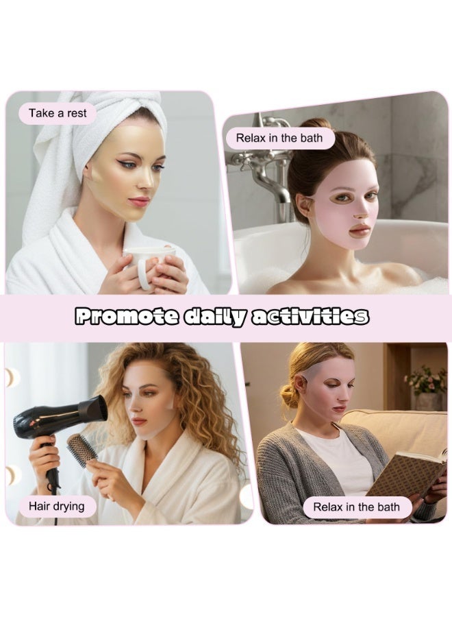 3Pcs Reusable Silicone Face Mask Holder, Lock Moisture Firming Sheet Mask Cover, Skincare Beauty Tool in Pink, Gold and White - Image 4