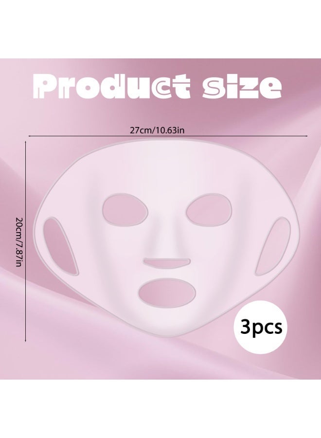 3Pcs Reusable Silicone Face Mask Holder, Lock Moisture Firming Sheet Mask Cover, Skincare Beauty Tool in Pink, Gold and White - Image 2