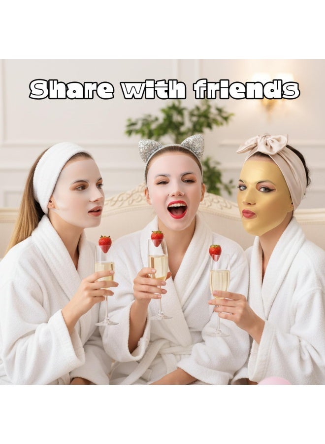 3Pcs Reusable Silicone Face Mask Holder, Lock Moisture Firming Sheet Mask Cover, Skincare Beauty Tool in Pink, Gold and White - Image 5