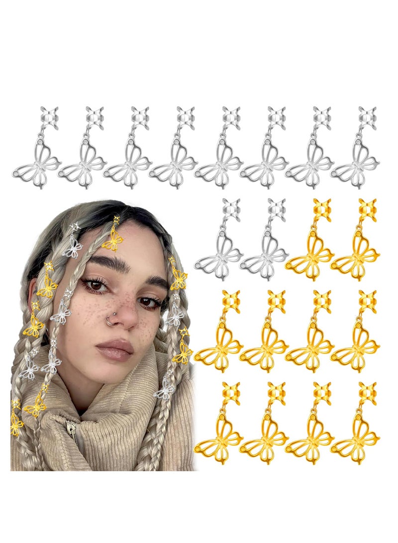 20 Pcs Butterfly Braid Hair Clips - Adjustable Metal Dreadlock Pendants, Hollow Jewelry Cuffs, Stylish Hair Charms for Women, Perfect Accessories for Braided Hairstyles. - Image 1