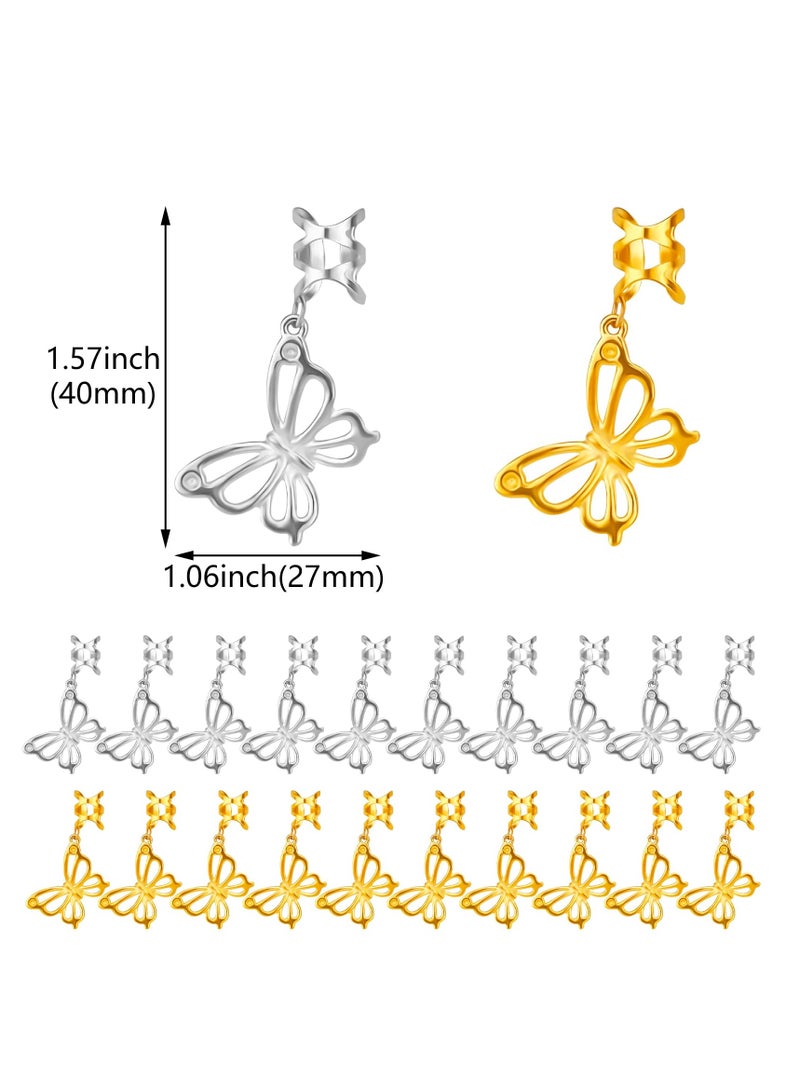 20 Pcs Butterfly Braid Hair Clips - Adjustable Metal Dreadlock Pendants, Hollow Jewelry Cuffs, Stylish Hair Charms for Women, Perfect Accessories for Braided Hairstyles. - Image 3