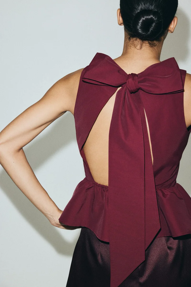 H&M Tie-detail peplum top
