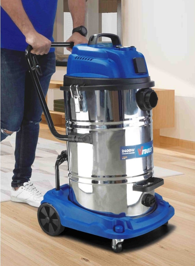 VTOOLS 2400W 60L Vacuum Cleaner with Power Socket, Double Motor - Image 2