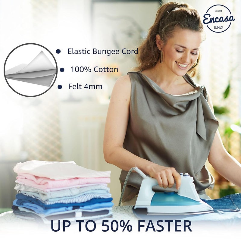 Encasa XO Encasa XO Ironing Board Cover for Bathla XPress Ace Lite Boards with 4 mm Extra Thick Felt Pad Multistripe Heat Resistant Fabric Protective Insulation from Steam Press 109x38 cm - Image 4