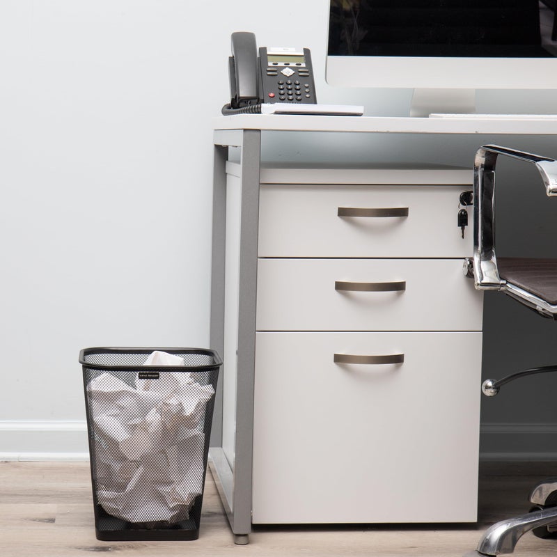 Mind Reader Mesh Trash Can, Waste Paper Basket, Square, Office, Metal Mesh, 9.75"L x 9.75"W x 12.25"H, Set of 2, Black - Image 2