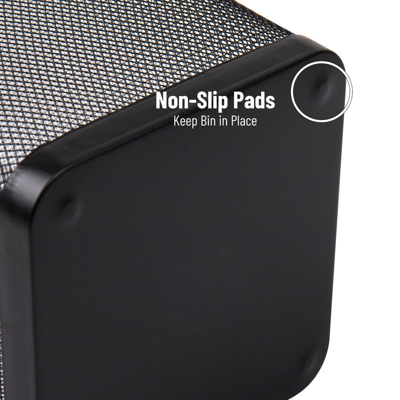 Mind Reader Mesh Trash Can, Waste Paper Basket, Square, Office, Metal Mesh, 9.75"L x 9.75"W x 12.25"H, Set of 2, Black - Image 5