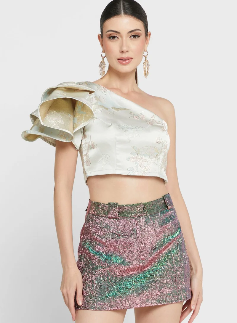 Ella Limited Edition One Shoulder Brocade Top