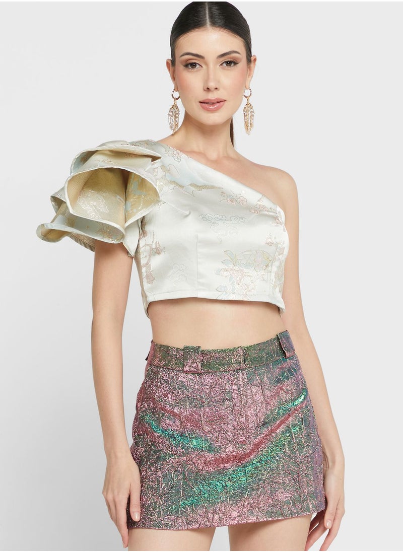 Ella Limited Edition - One Shoulder Brocade Top - Image 1