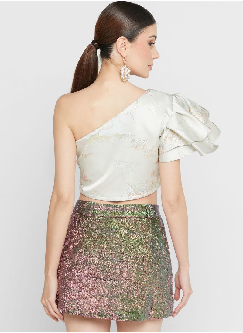 Ella Limited Edition - One Shoulder Brocade Top - Image 1