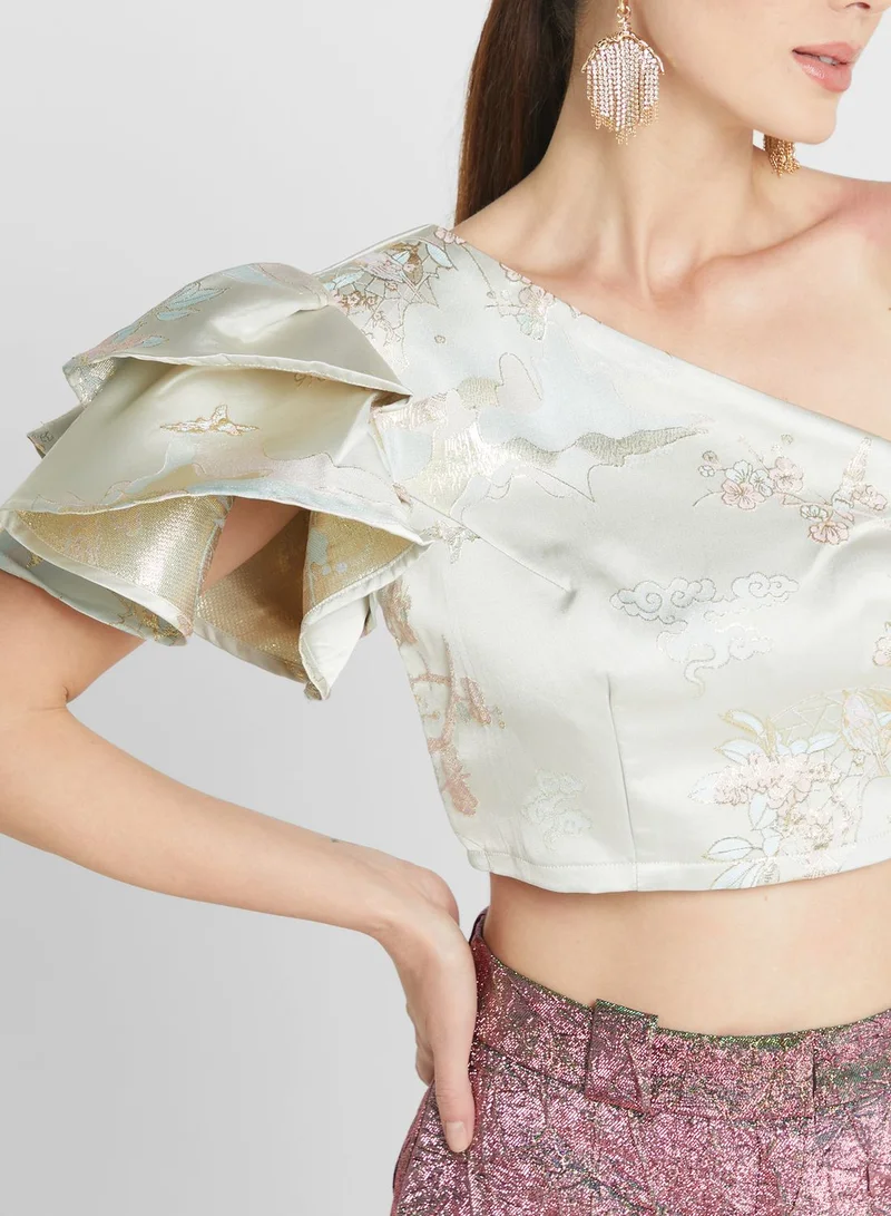 Ella Limited Edition One Shoulder Brocade Top