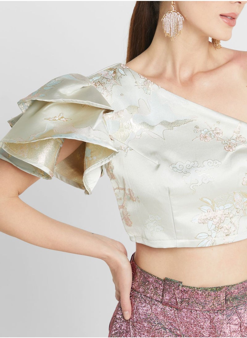 Ella Limited Edition - One Shoulder Brocade Top - Image 1
