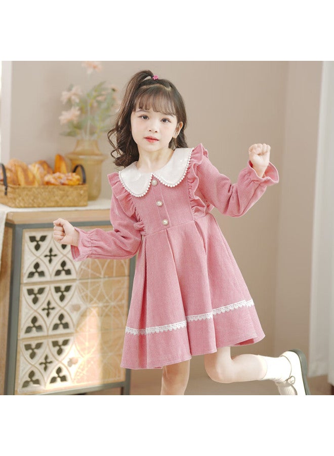 Pepco Girls' Winter Fleece-lined Dress Pink 150cm - Image 3