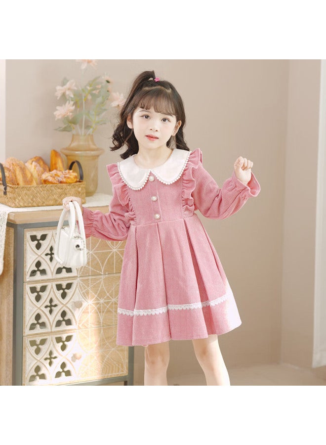 Pepco Girls' Winter Fleece-lined Dress Pink 150cm - Image 4