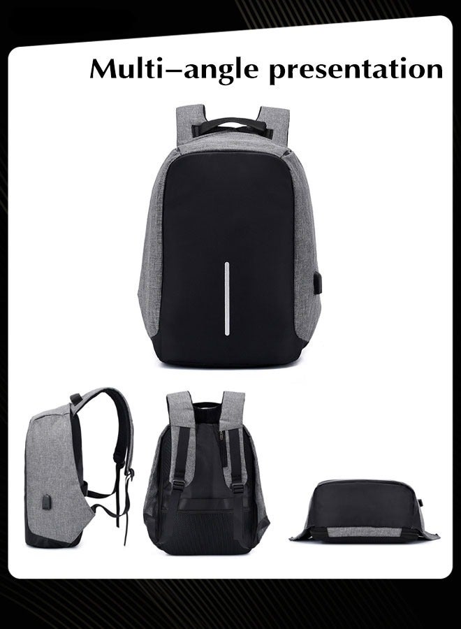 Men Large Capacity Business Backpack Wear-resistant and Waterproof Anti-Theft Computer Bag with External Usb Charging Port Grey for Outdoor Office Work - Image 2
