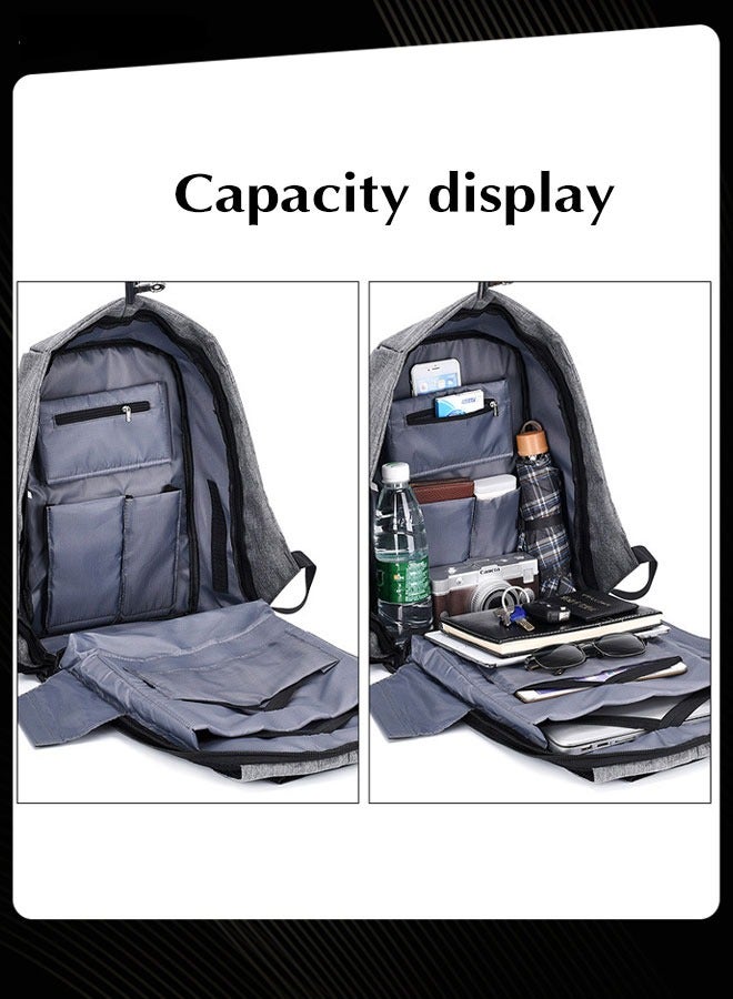 Men Large Capacity Business Backpack Wear-resistant and Waterproof Anti-Theft Computer Bag with External Usb Charging Port Grey for Outdoor Office Work - Image 3