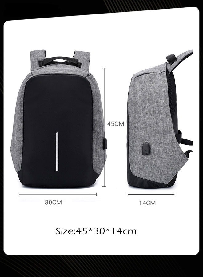 Men Large Capacity Business Backpack Wear-resistant and Waterproof Anti-Theft Computer Bag with External Usb Charging Port Grey for Outdoor Office Work - Image 5