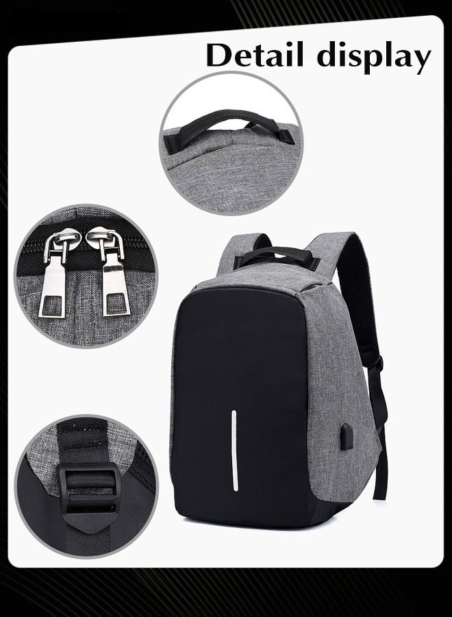 Men Large Capacity Business Backpack Wear-resistant and Waterproof Anti-Theft Computer Bag with External Usb Charging Port Grey for Outdoor Office Work - Image 4