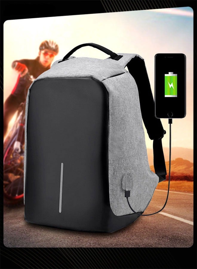 Men Large Capacity Business Backpack Wear-resistant and Waterproof Anti-Theft Computer Bag with External Usb Charging Port Grey for Outdoor Office Work - Image 1