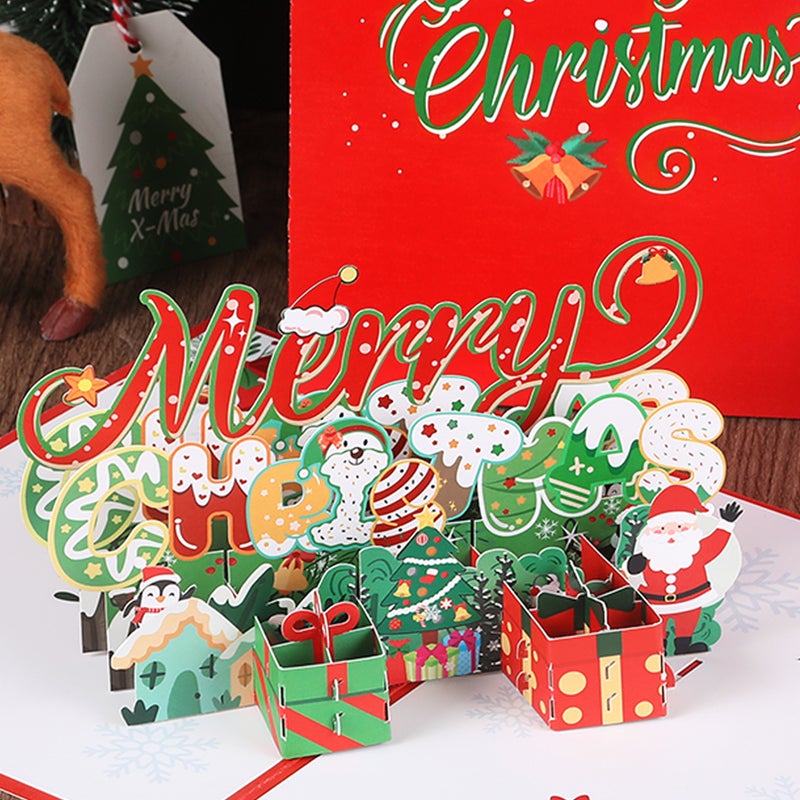 Christmas 3D Greeting Card Paper Carving Creative Blessing Thank You Message Card Gift Paper Card Cardboard - Image 4