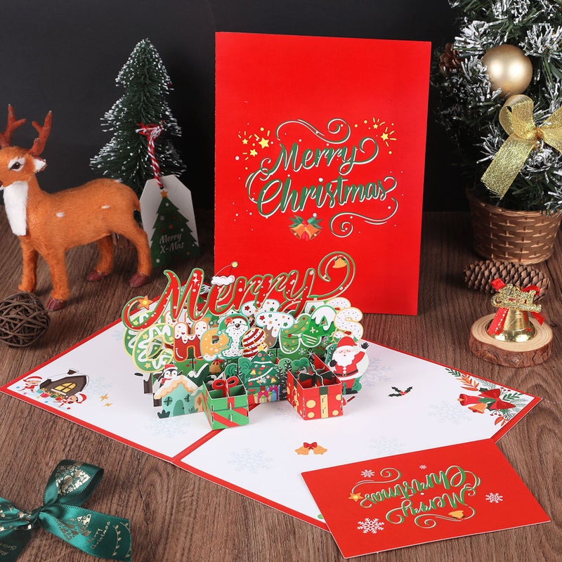 Christmas 3D Greeting Card Paper Carving Creative Blessing Thank You Message Card Gift Paper Card Cardboard - Image 2