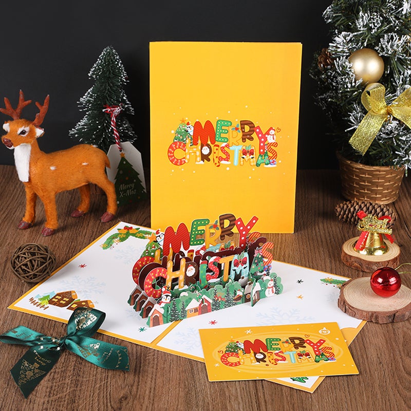 Christmas 3D Greeting Card Paper Carving Creative Blessing Thank You Message Card Gift Paper Card Cardboard - Image 1