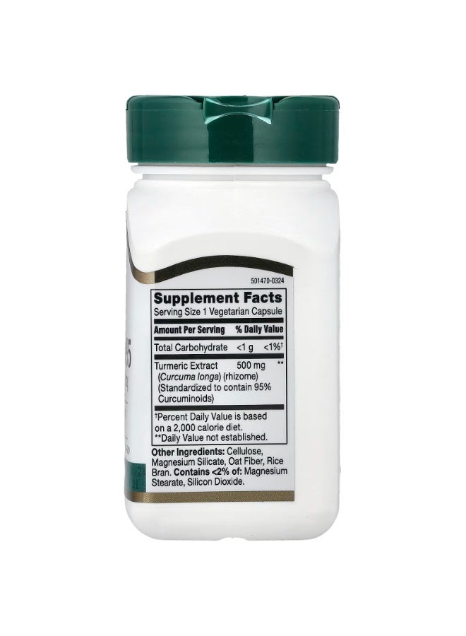 21st Century Curcumin 95, 500 mg, 45 Vegetarian Capsules - Image 2