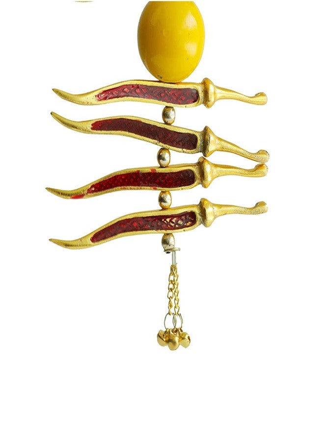 Aditri Creation Neembu Red Mirchi Metal Door Hanging Yellow Green Lemon Chili Wall Hanging - Remove Negativity for Indian Traditional Festival Diwali Decorations Decor (Size -9") - Image 3