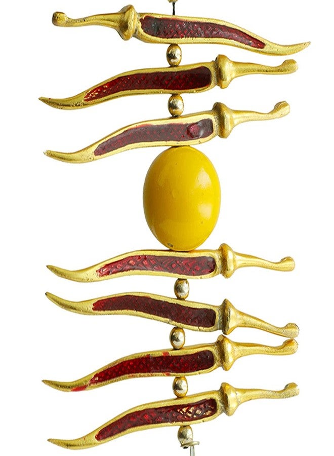 Aditri Creation Neembu Red Mirchi Metal Door Hanging Yellow Green Lemon Chili Wall Hanging - Remove Negativity for Indian Traditional Festival Diwali Decorations Decor (Size -9") - Image 2