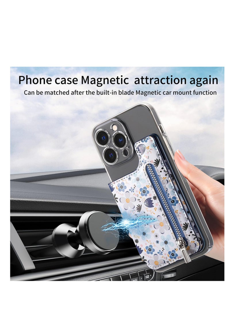Generic - Stick on Wallet for Phone Case, Leather Phone Card Holder Adhesive Stick On Credit Card Pocket for Back of Phone Case, Compatible with iPhone, Samsung Galaxy Most Smartphones Blue - Image 1