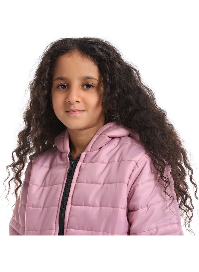 Andora - Hoodie Neck Zipper Closure Girls Jacket _ Rose Pink - Image 1