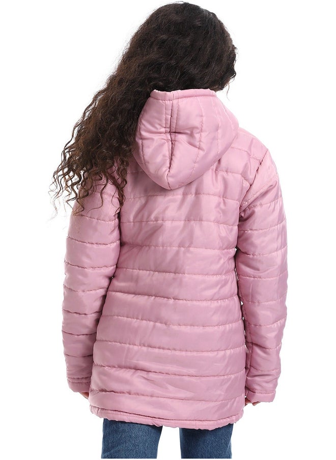 Andora - Hoodie Neck Zipper Closure Girls Jacket _ Rose Pink - Image 1