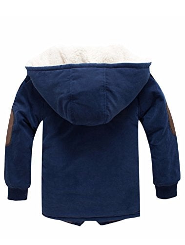 Mallimoda Boy's Thick Cotton-Padded Parka Jacket Hooded Fleece Coat Navy 2-3 Years - Image 2