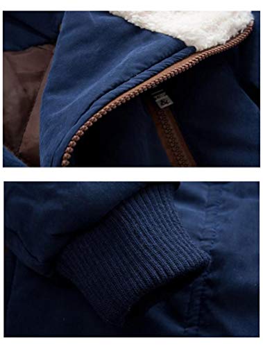 Mallimoda Boy's Thick Cotton-Padded Parka Jacket Hooded Fleece Coat Navy 2-3 Years - Image 5